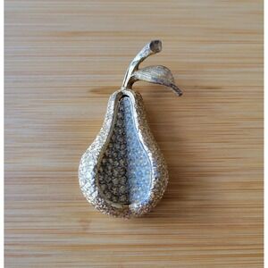 HATTIE CARNEGIE Gold Tone & Clear Rhinestone‎ Pear Shape Vintage Brooch Pin